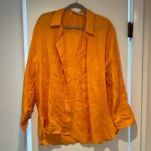 Orange linen button up